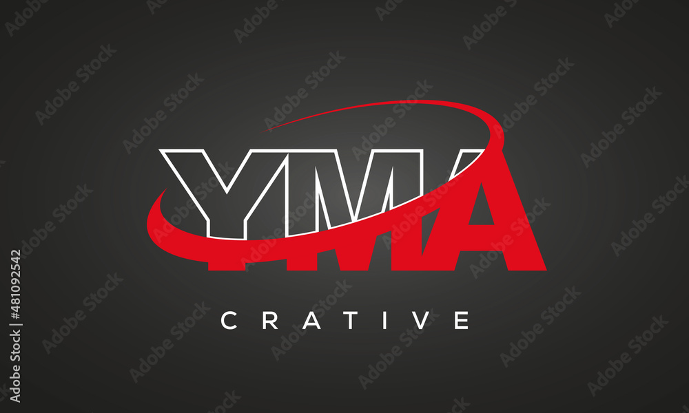 YMA creative letters logo with 360 symbol vector art template design
