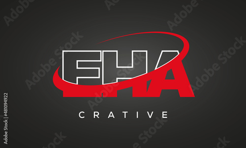 EHA creative letters logo with 360 symbol vector art template design photo