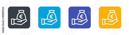Saving euro money icon set. Vector illustration