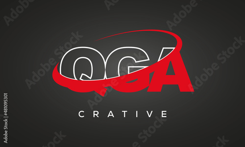 QGA creative letters logo with 360 symbol vector art template design photo