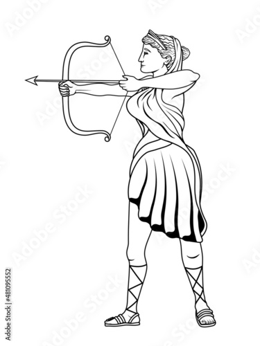 Vector illustration of the Greek goddess Artemis photo