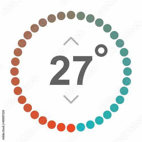 Control knob used for regulating. Dashboard UI and UX Kit. Control center design. Progress bar. Temperature control.