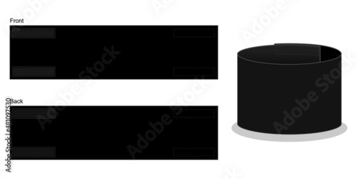 Blank Black Armband Captain Pattern Template on White Background.Front and Back View, Vector File.
