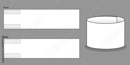Blank White Armband Captain Pattern Template on Gray Background.Front and Back View, Vector File.