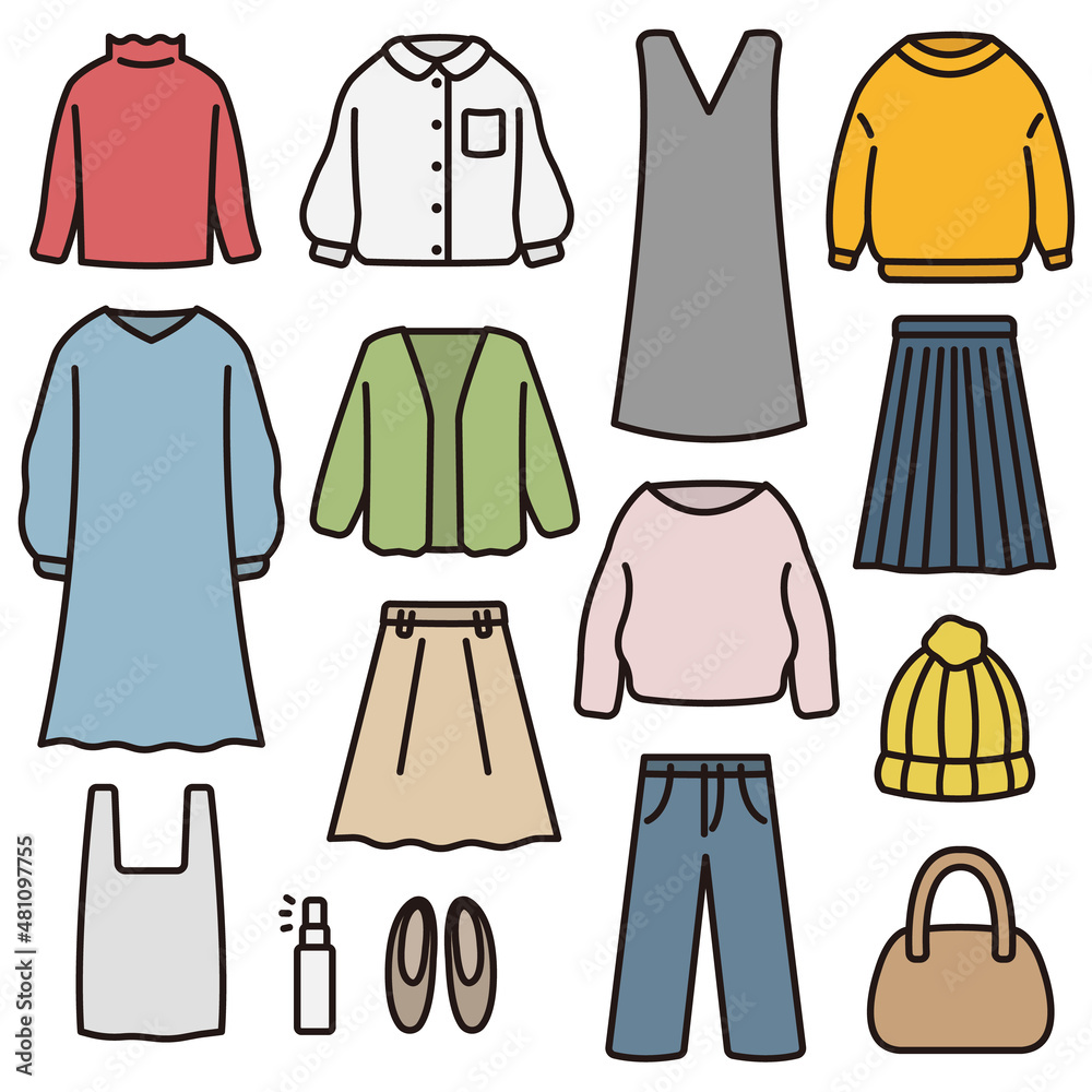 洋服 ファッション イラスト セット 洋服 ファッション イラスト セット