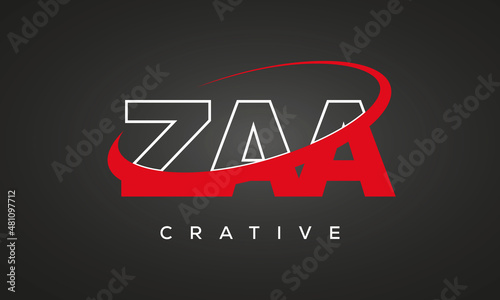 ZAA creative letters logo with 360 symbol vector art template design photo