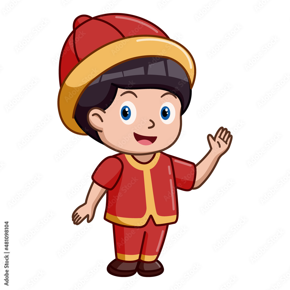 Cute little boy wearing traditional chinese costume Cute little boy wearing traditional chinese costume