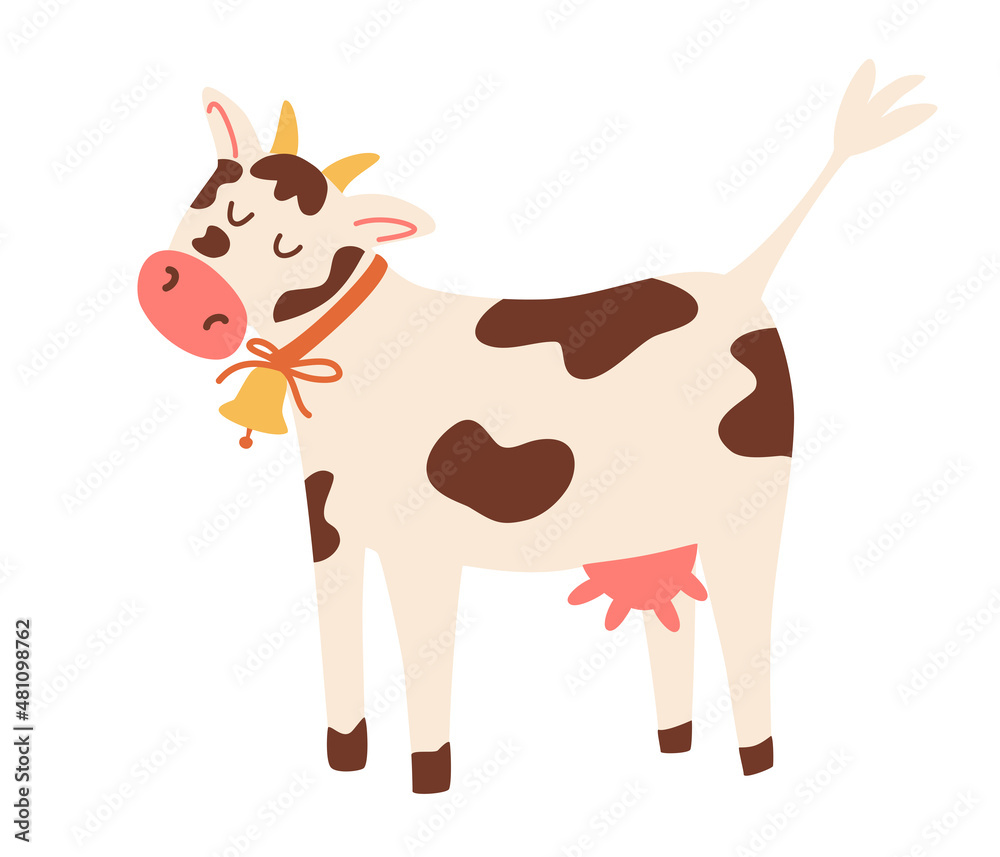 Cow. Domestic Farm Animal. Funny characters. Perfect for print, logo of the  food and milk store. Vector cartoon illustration Stock Vector | Adobe Stock