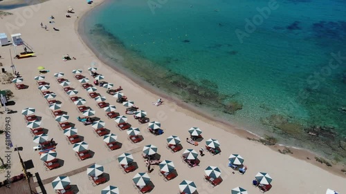 Stunning drone view of Stavros Beach In Crete Island