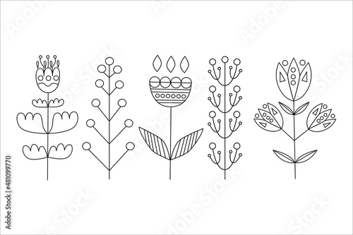 Set of flowers in the Scandinavian style. Vector illustration Fototapet