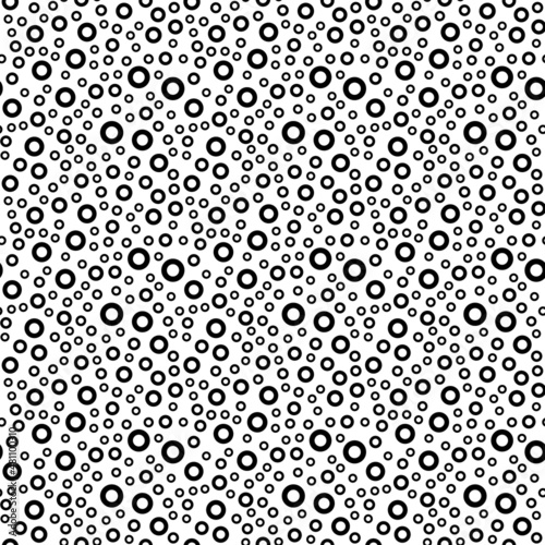 Circle round ring Vector Seamless Pattern. Monochrome bubble texture. Black and white Abstract background design.