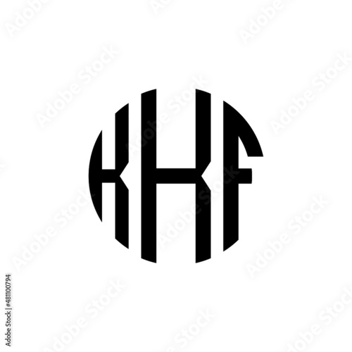 KKF letter logo design. KKF modern letter logo with black background. KKF creative  letter logo. simple and modern letter KKF logo template, KKF circle letter logo design with circle shape.   photo