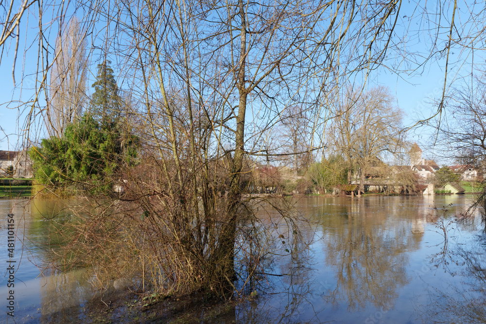 Loing river flood in the french Gatinais regional nature park Loing river flood in the french Gatinais regional nature park