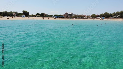 Stunning drone view of Stavros Beach In Crete Island