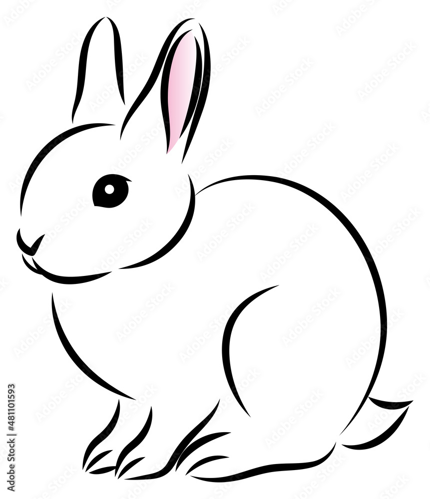 Fototapeta 絵筆で描いた墨絵風のお洒落なウサギのイラスト 手描きのアナログ風イラスト ベクター Clip Art Of A Rabbit In Ink Painting Style Hand Drawn Naklejamy Com