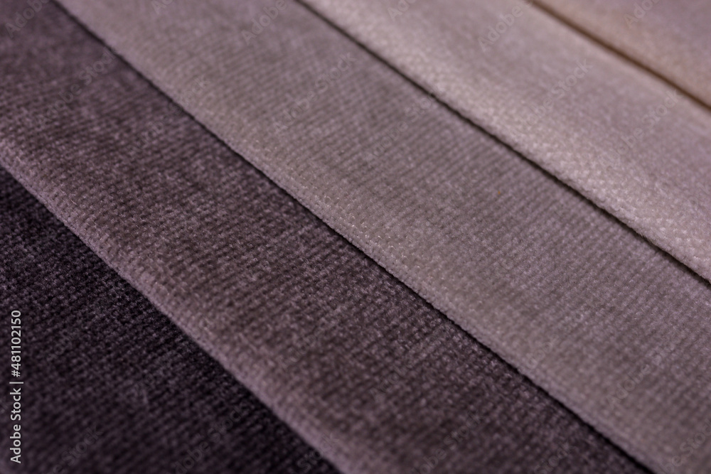 Fototapeta premium Samples of furniture fabrics.Multicolor fabric texture background. Chenille.