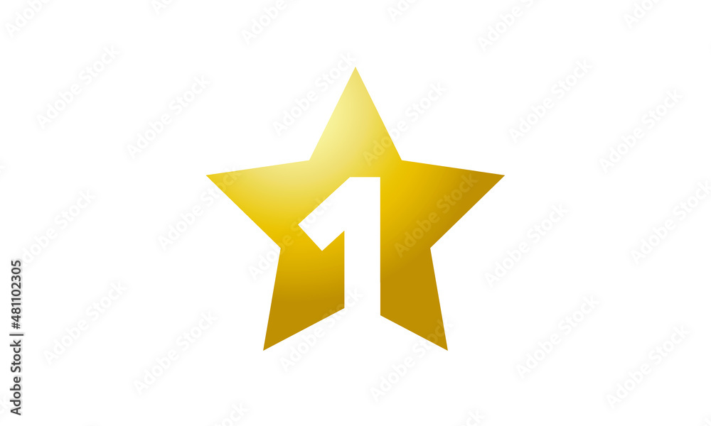 1 Number New Gold Abstract Star Logo 1 Number New Gold Abstract Star Logo