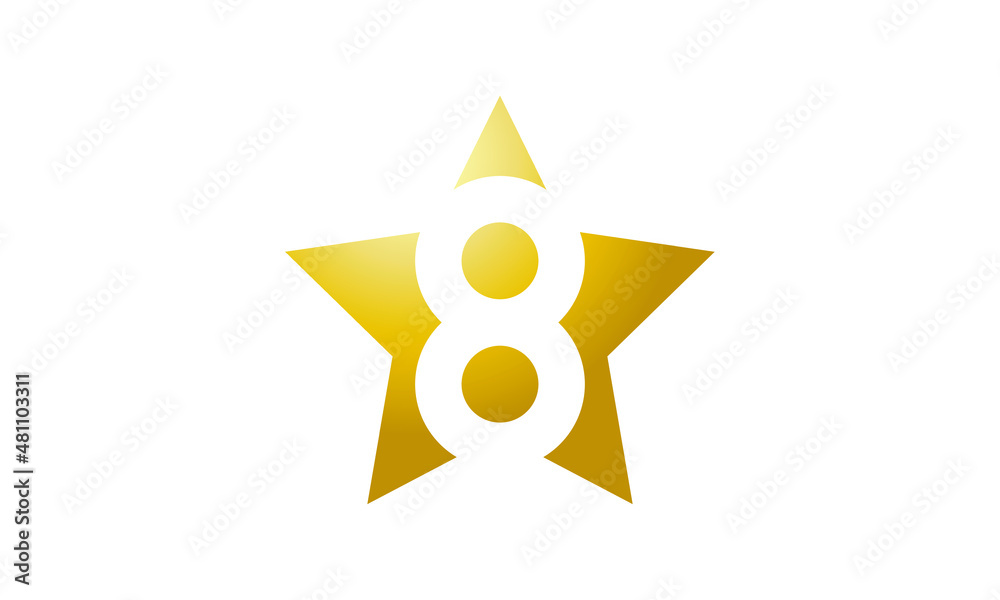 8 Number New Gold Abstract Star Logo 8 Number New Gold Abstract Star Logo