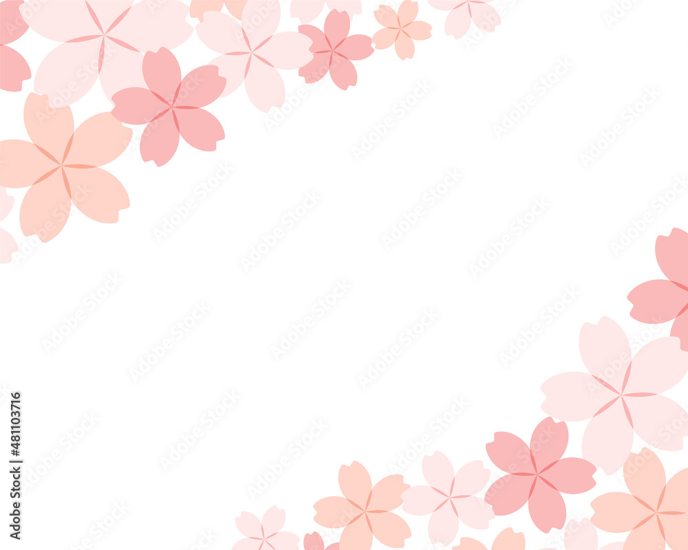 桜の背景イラスト フレーム 春 さくら 装飾 枠 花 かわいい 素材 桜の花 満開 テンプレート Stock Vector Adobe Stock