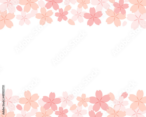 桜の背景イラスト　フレーム　春　さくら　装飾　枠　花　かわいい　素材　桜の花　満開　テンプレート © yugoro