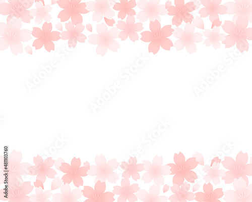 桜の背景イラスト フレーム 春 さくら 装飾 枠 花 かわいい 素材 桜の花 満開 花びら