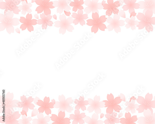 桜の背景イラスト　フレーム　春　さくら　装飾　枠　花　かわいい　素材　桜の花　満開　花びら