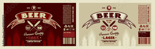 Set of template decorative label for craft beer