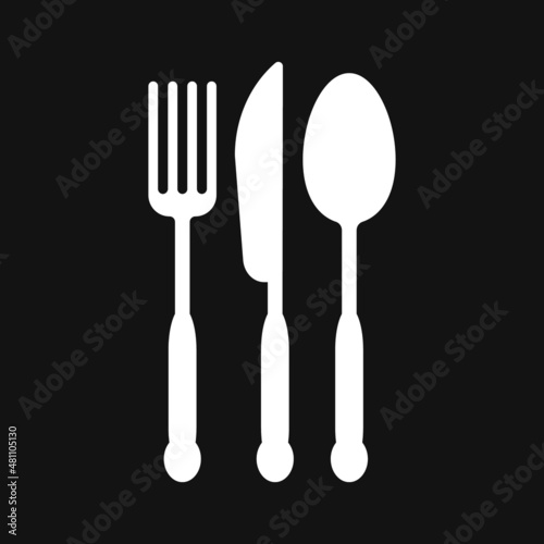 Spoon, knife, fork icon Stencil vector stock illustration. Table setting. EPS 10 photo