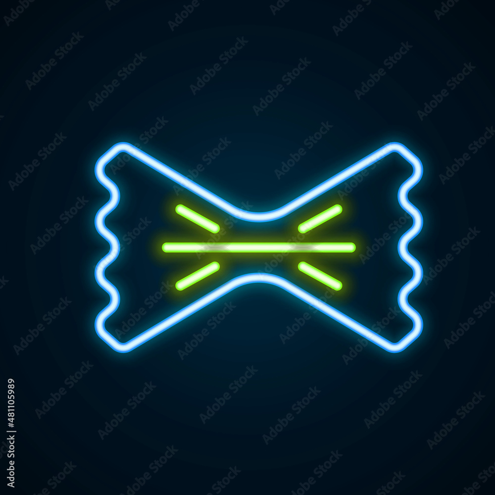 Glowing neon line Macaroni icon isolated on black background. Italian cuisine. Colorful outline concept. Vector Glowing neon line Macaroni icon isolated on black background. Italian cuisine. Colorful outline concept. Vector