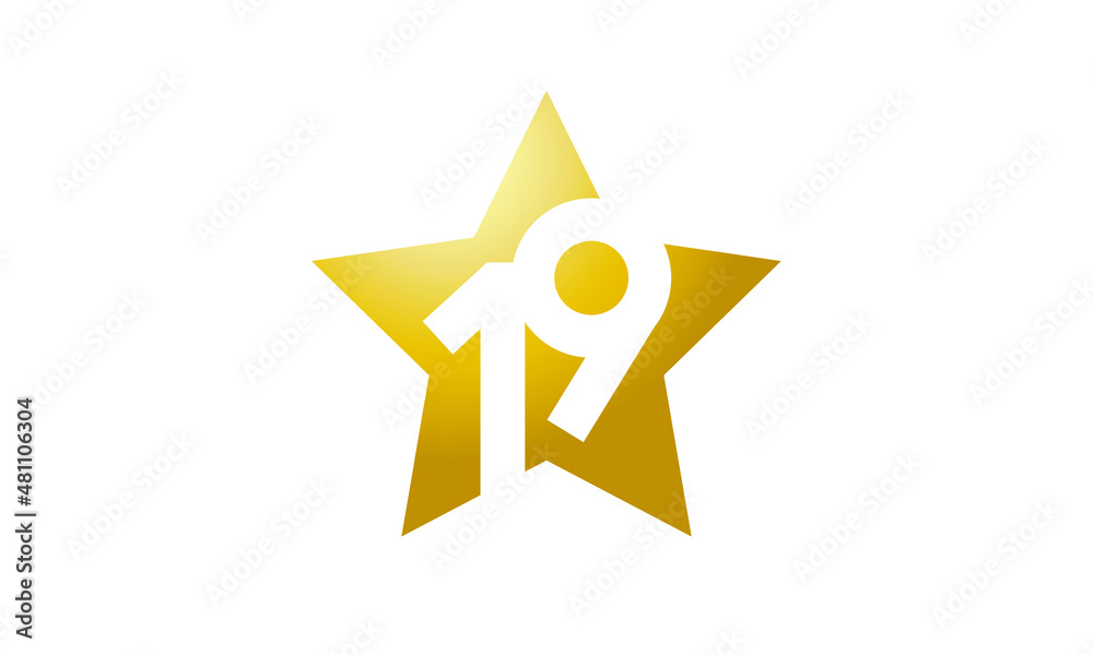 19 Number New Gold Abstract Star Logo 19 Number New Gold Abstract Star Logo