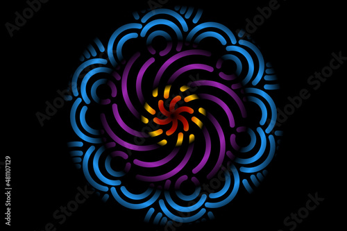 Beautiful colourful  caleidoscope gradient of traditional batik ethnic FLORAL frame illustration for wallpaper background ads clothing or presentation template