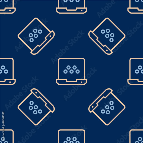 Line Taxi mobile app icon isolated seamless pattern on blue background. Mobile application taxi. Vector