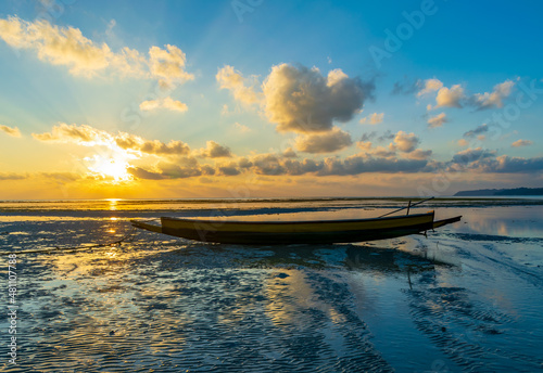 Sunrise on the sea, Vijaynagar Beach, Havelock Island, India photo