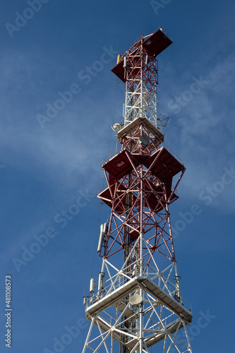 Telecommunications antenna for radio, television and telephony whit cloud and Blue sky