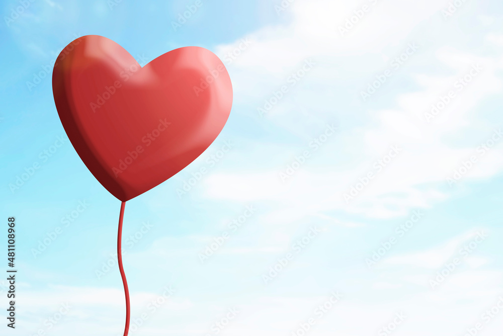 Heart hanging with a blue sky background