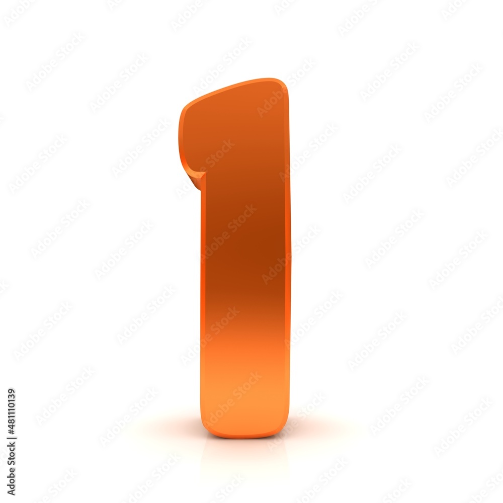 1 one number orange 3d