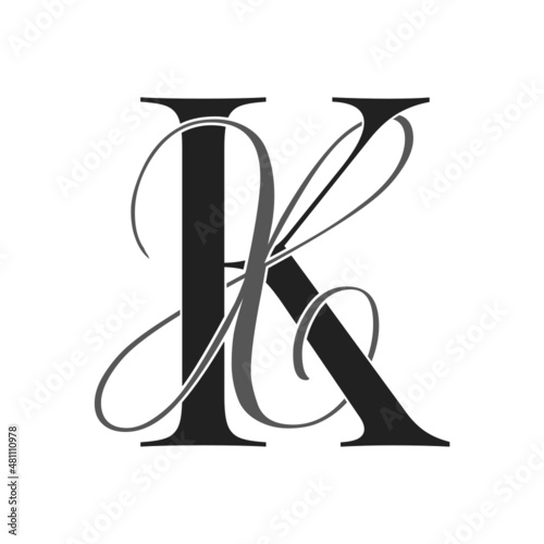 Fototapeta Naklejka Na Ścianę i Meble -  kx, xk, monogram logo. Calligraphic signature icon. Wedding Logo Monogram. modern monogram symbol. Couples logo for wedding