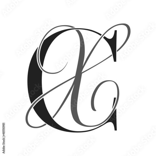 cx, xc, monogram logo. Calligraphic signature icon. Wedding Logo Monogram. modern monogram symbol. Couples logo for wedding
