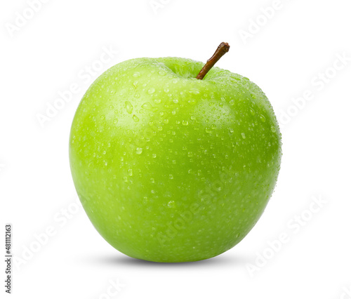  green apple isolated on white background with water drop