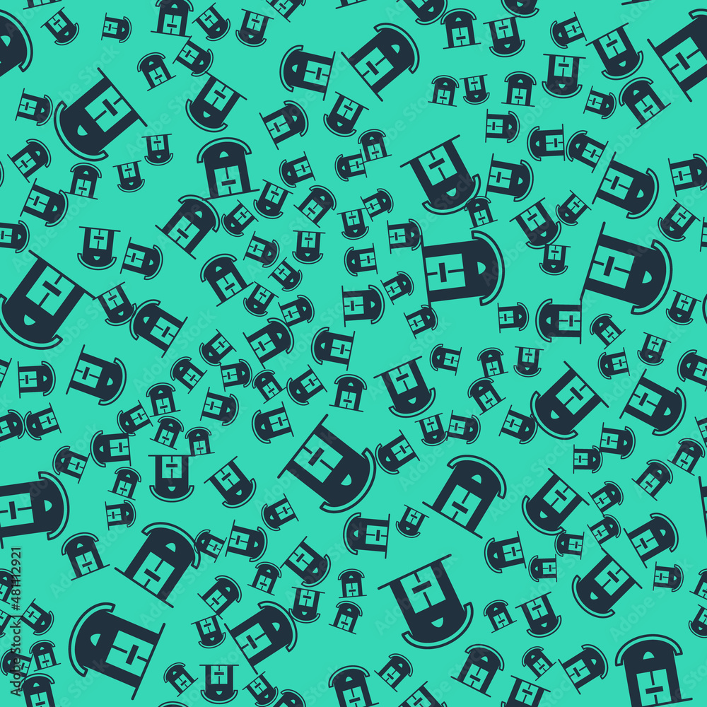 Black Farm house icon isolated seamless pattern on green background. Vector Black Farm house icon isolated seamless pattern on green background. Vector