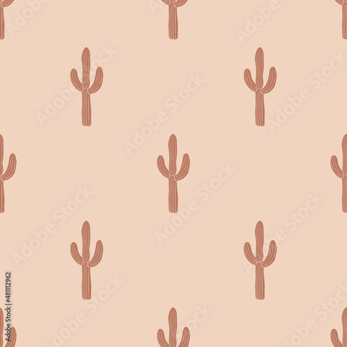 Cute seamless cactus pattern background. Vector illustrations