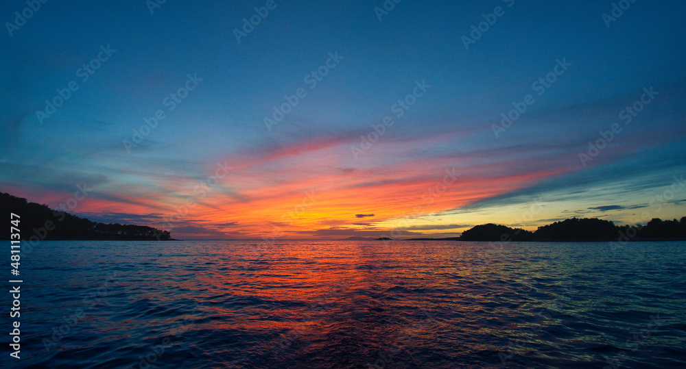 Beautiful colours of Sunset in Dalmatia, Croatia