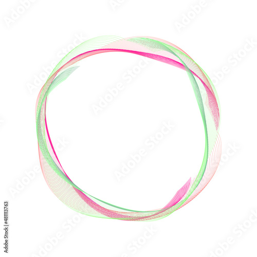 Colorful Wave Lines Pattern Circle Frame Abstract Background. Isolated. Vector