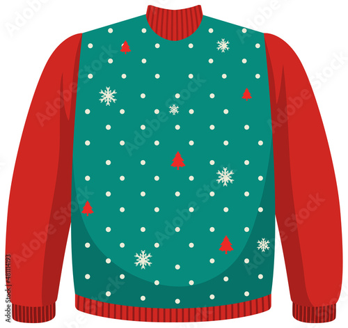 Christmas sweater in cartoon style isolated