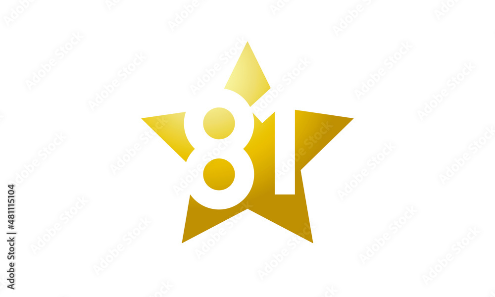 81 Number New Gold Abstract Star Logo 81 Number New Gold Abstract Star Logo