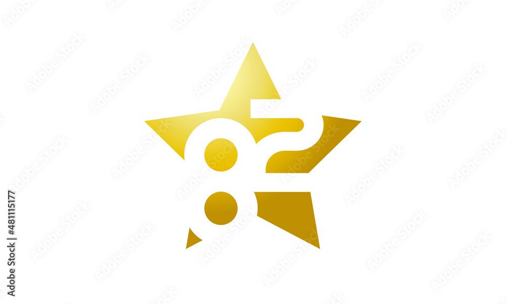 82 Number New Gold Abstract Star Logo
