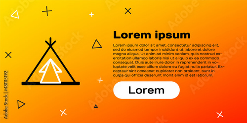 Line Traditional indian teepee or wigwam icon isolated on yellow background. Indian tent. Colorful outline concept. Vector Illustration
