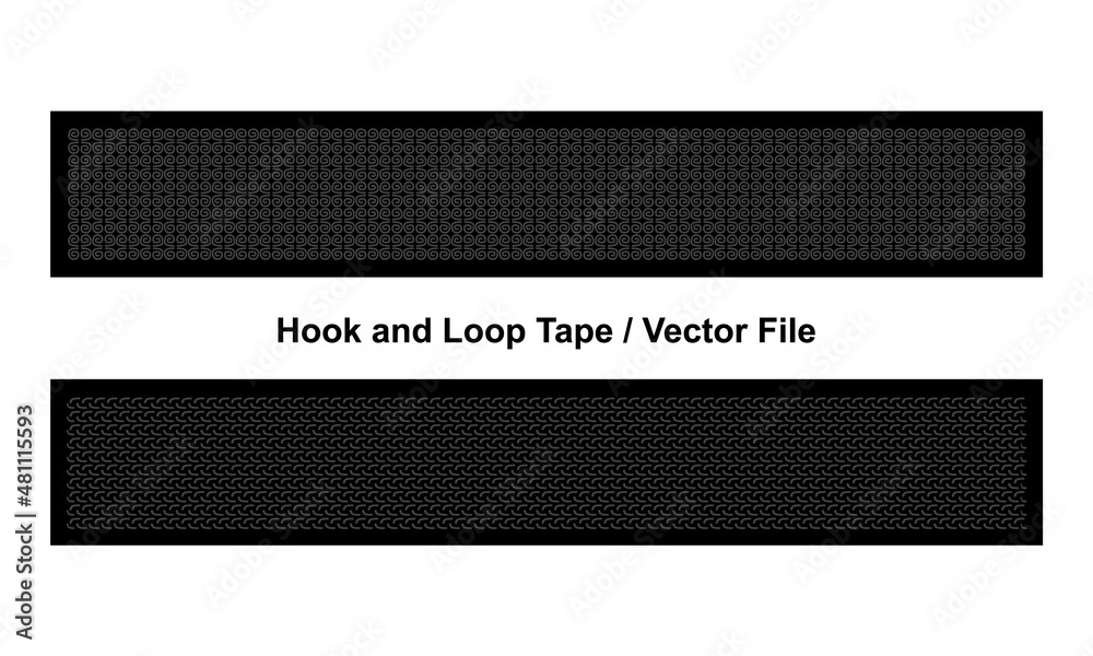 Black Hook and Loop Tape Fastener Template on White Background, Vector  File. Stock Vector