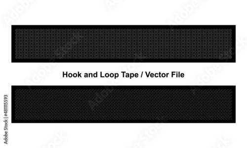 Black Hook and Loop Tape Fastener Template on White Background, Vector File. photo