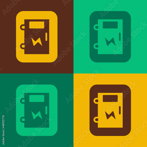 Pop art Electrical panel icon isolated on color background. Vector